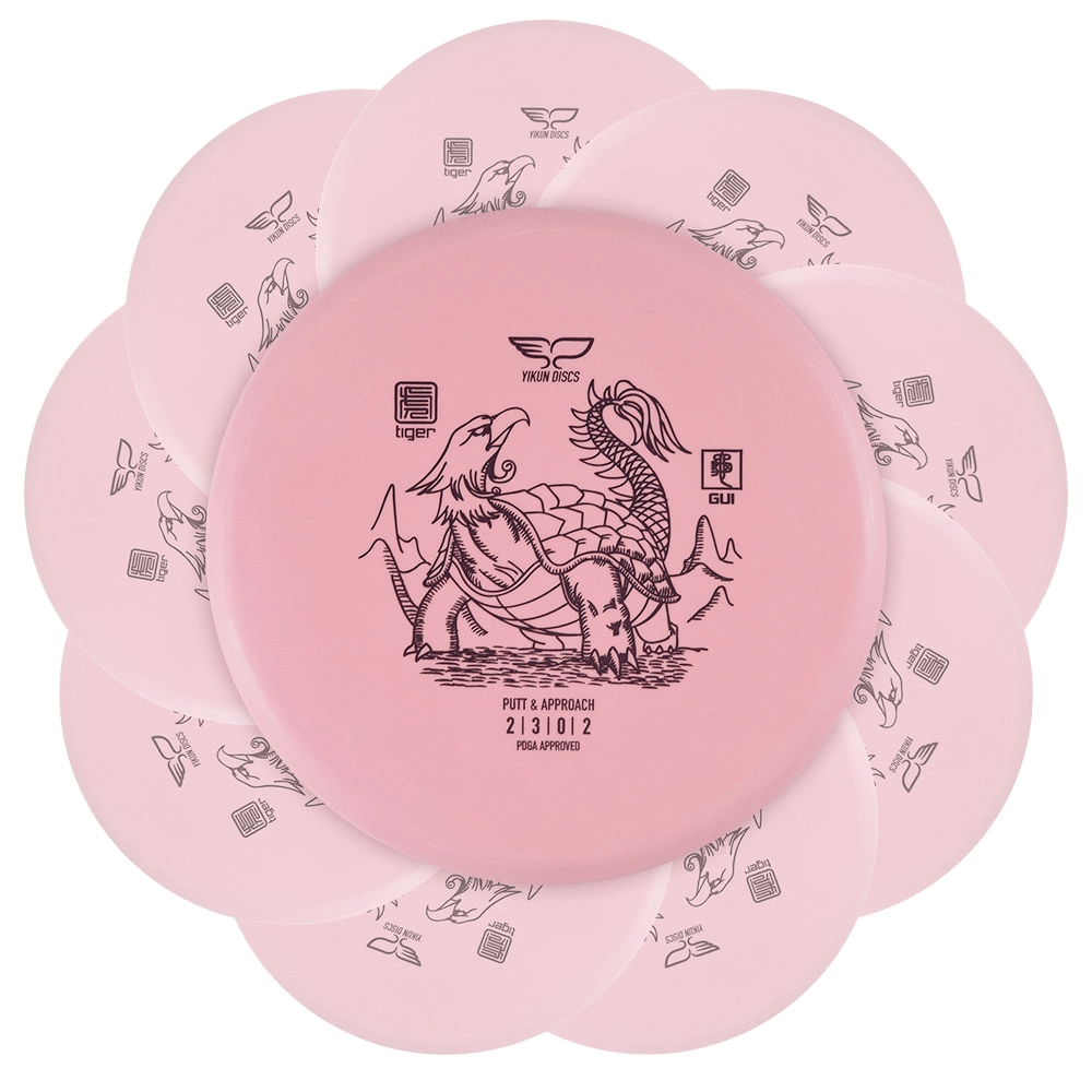 Pink disc golf putter pack with eagle design.